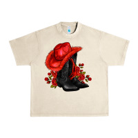 Valentines Day Cowboy Boots Red  And Roses Urban Heavy Tee | Teevron