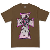 Cacao Cowhide Pink Gemstone Cross Premium Tee - RanaPortraitStore