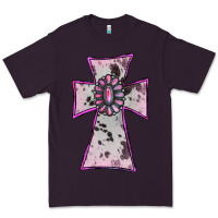 Plum Cowhide Pink Gemstone Cross Premium Tee - RanaPortraitStore