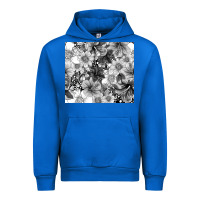 Cobalt black and white floral Urban Hoodie - TumblerDesignByShophia