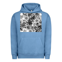 Pigment Pebble Blue black and white floral Urban Hoodie - TumblerDesignByShophia