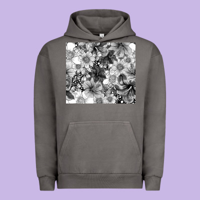 Black And White Floral Urban Hoodie Designed By Tumblerdesignbyshophia