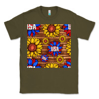 Army Green usa sunflower seamless pattern Classic Tee - BundleAndBundleShop