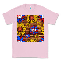 Bubblegum Pink usa sunflower seamless pattern Classic Tee - BundleAndBundleShop