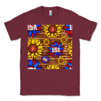 Burgundy usa sunflower seamless pattern Classic Tee - BundleAndBundleShop