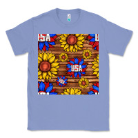 Colony Blue usa sunflower seamless pattern Classic Tee - BundleAndBundleShop