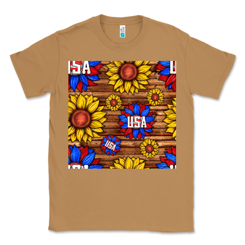 Usa Sunflower Seamless Pattern Classic Tee by BundleAndBundleShop | Teevron
