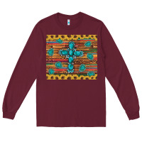 Burgundy western gemstone cross sunflowers leopard serape glitter wooden tumble Long Sleeve Tee - Artiststas