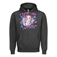 Charcoal Heather love you a lotl Zipper Hoodie - MaliasSmallBusiness