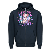 Navy love you a lotl Zipper Hoodie - MaliasSmallBusiness