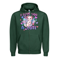 Sports Green love you a lotl Zipper Hoodie - MaliasSmallBusiness