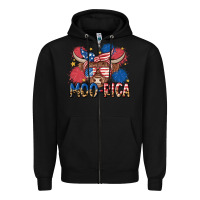 Black moo rica Zipper Hoodie - MaliasSmallBusiness