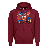 Burgundy moo rica Zipper Hoodie - MaliasSmallBusiness