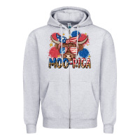 Heather Grey moo rica Zipper Hoodie - MaliasSmallBusiness