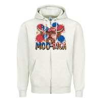 Oatmeal Heather moo rica Zipper Hoodie - MaliasSmallBusiness