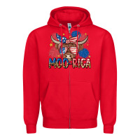 Red moo rica Zipper Hoodie - MaliasSmallBusiness