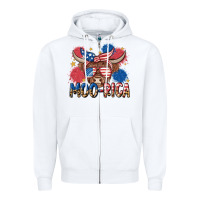 White moo rica Zipper Hoodie - MaliasSmallBusiness