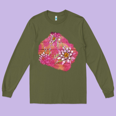 V.d  Lavender And Lotus Patches Long Sleeve Tee Designed By Adodesignshop