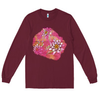 Burgundy v.d  lavender and lotus patches Long Sleeve Tee - AdoDesignShop