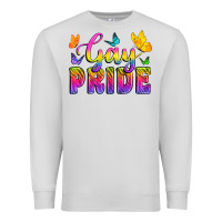 Dove Grey Gay Pride With Butterfly Premium Sweatshirt - BundleAndBundleShop