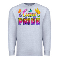 Heather Grey Gay Pride With Butterfly Premium Sweatshirt - BundleAndBundleShop