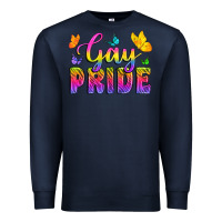 Navy Gay Pride With Butterfly Premium Sweatshirt - BundleAndBundleShop