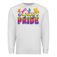 Oatmeal Heather Gay Pride With Butterfly Premium Sweatshirt - BundleAndBundleShop