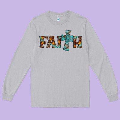 Faith Thanksgiving Cross Long Sleeve Tee Designed By Adodesignshop
