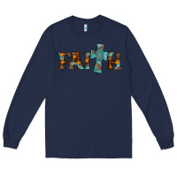 Navy faith thanksgiving cross Long Sleeve Tee - AdoDesignShop