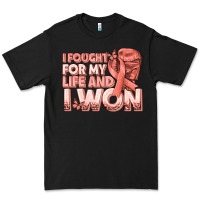 Black i fought for my life and i won uterine cancer peac Premium Tee - texasbilliewilder