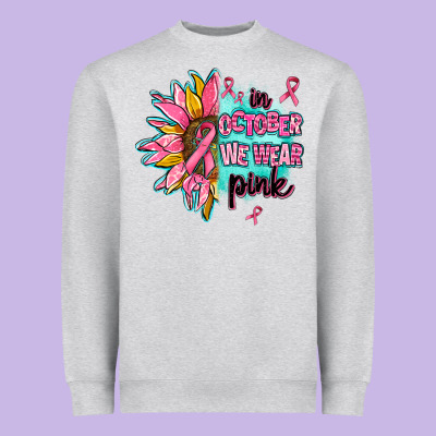 Sunflower In October We Wear Pink Heavyweight Sweatshirt Designed By Adodesignshop