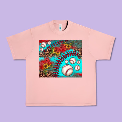 Baseball Leopard Turquoise Sunflower Urban Heavy Tee Designed By Jahusdesignshop