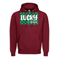 Burgundy lucky vibes Zipper Hoodie - MaliasSmallBusiness