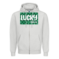 Dove Grey lucky vibes Zipper Hoodie - MaliasSmallBusiness