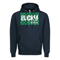 Navy lucky vibes Zipper Hoodie - MaliasSmallBusiness
