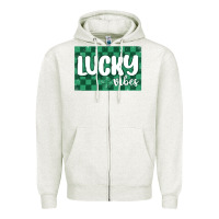 Oatmeal Heather lucky vibes Zipper Hoodie - MaliasSmallBusiness