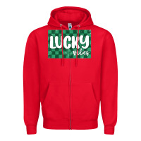 Red lucky vibes Zipper Hoodie - MaliasSmallBusiness