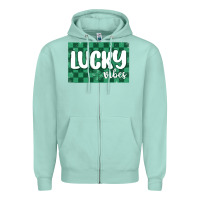Seafoam lucky vibes Zipper Hoodie - MaliasSmallBusiness