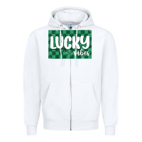 White lucky vibes Zipper Hoodie - MaliasSmallBusiness