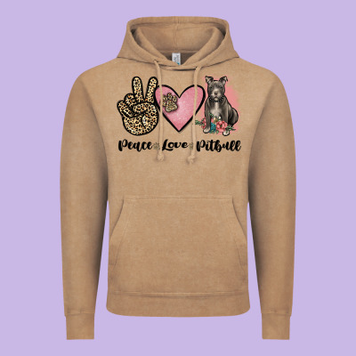 Peace Love Pitbull Vintage Hoodie Designed By Jahusdesignshop