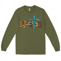 Army Green western gemstone cross faith Long Sleeve Tee - Artiststas