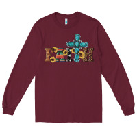 Burgundy western gemstone cross faith Long Sleeve Tee - Artiststas