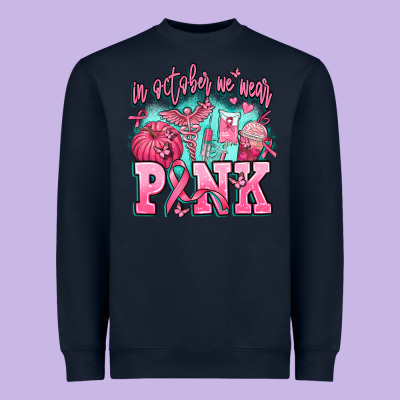 In October We Wear Pink Heavyweight Sweatshirt Designed By Adodesignshop