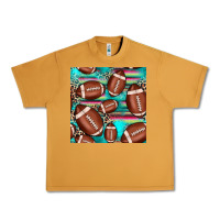 Peanut Butter football leopard turquoise seamless pattern Urban Heavy Tee - JahusDesignShop