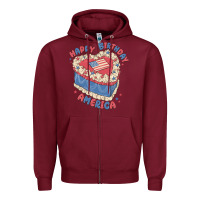 Burgundy happy birthday america Zipper Hoodie - MaliasSmallBusiness