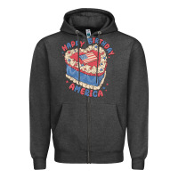Charcoal Heather happy birthday america Zipper Hoodie - MaliasSmallBusiness