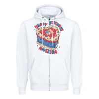 White happy birthday america Zipper Hoodie - MaliasSmallBusiness