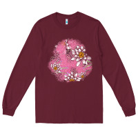 Burgundy lotus patches Long Sleeve Tee - AdoDesignShop