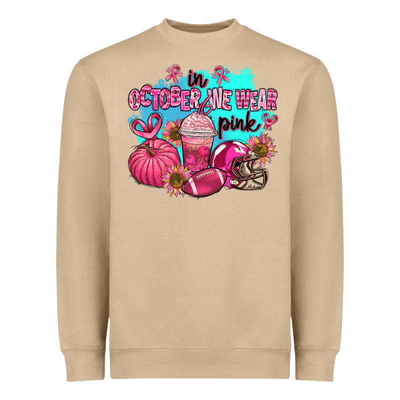 In October We Wear Pink American Football Heavyweight Sweatshirt by AdoDesignShop | Teevron