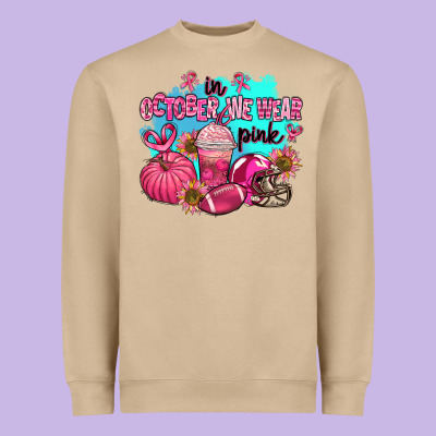 In October We Wear Pink American Football Heavyweight Sweatshirt Designed By Adodesignshop